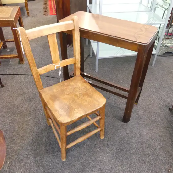 VINTAGE WOODEN CHAIR H.715mm & DECO SIDE TABLE 585x275x640mm