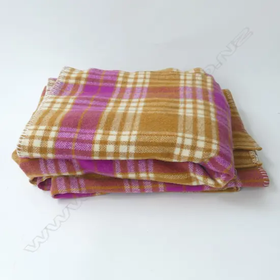 PR RETRO WOOL BLANKETS; PURLE / OCHRE CHECK