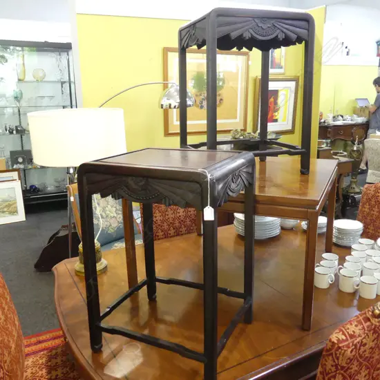 PR ORIENTAL HARD WOOD SIDE TABLES 435x380x630mm