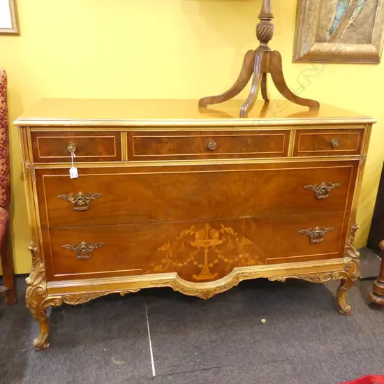 ANTIQUE STYLE LOW BOY CHEST OF DRAWERS 1320x530x870mm