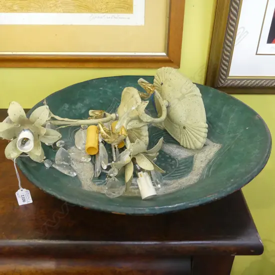 LG CERAMIC BOWL 500mm dia + PR PAINTED METAL SCONCES