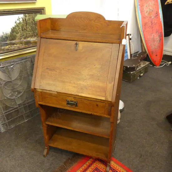 EARLY 20thC OAK DROP FRONT DESK 650x375x1300mm