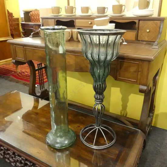 2 LG GLASS VASES H.570mm