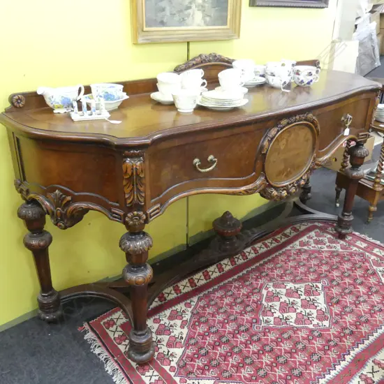 LARGE ANTIQUE STYLE INLAID MAHOGANY SIDEBOARD H 1020 W 1980 D 580 MM