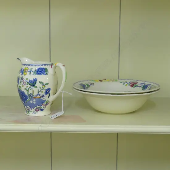 PR MASONS REGENCY LG BOWLS 230mm dia (1 CHIPPED) + LG JUG H.140mm