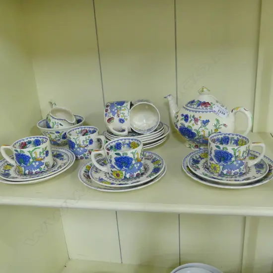 21 PCES MASONS REGENCY; 6 TRIOS, MILK, SUGAR, TEAPOT
