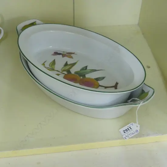 2 ROYAL WORCESTER EVESHAM VALE BAKING DISHES W.350mm
