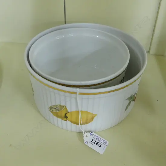 2 ROYAL WORCESTER EVESHAM SOUFFLE DISHES 155, 190mm dia