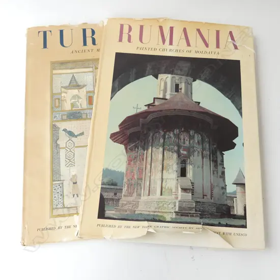 2 COFFEE TABLE BOOKS  PAINTED CHURCHES OF MOLDOVIA &ANCIENT MINITURES OF TURKEY  H480MM W340MM
