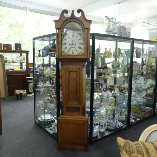 ANTIQUE OAK GRANDFATHER CLOCK H.2100mm