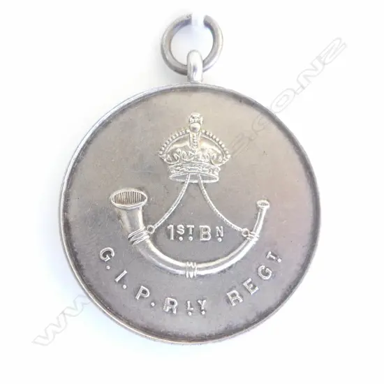 REGTIMENTAL MEDAL/MEDALLION 1ST.Bn. G.I.P. Rly REGt. blank wreathed cartouche at the rear Dia.38mm