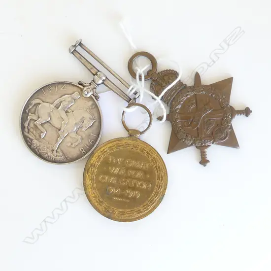 3 WWI WAR MEDALS: PR + 1914 STAR all to #1535 PTE. ALLAN IR. GDS.