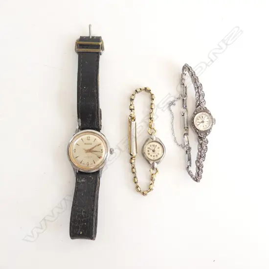 3 vintage wristwatches: 1 marcasite 1 mid size gent's Roamer