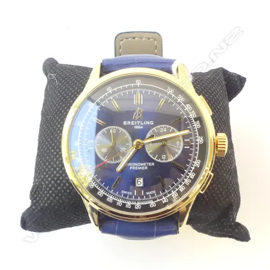 REPLICA GENTS BREITLING CHRONOMETER PREMIER WATCH NAVY & GOLD COLOUR