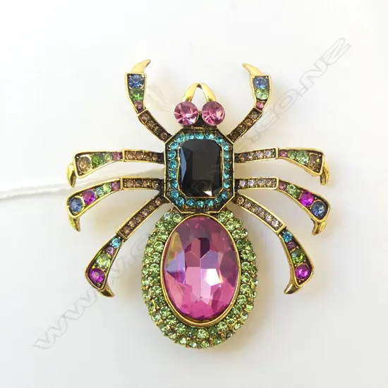 OVERSIZED BEJEWELLED SPIDER DIAMANTE COSTUME BROOCH/PENDANT