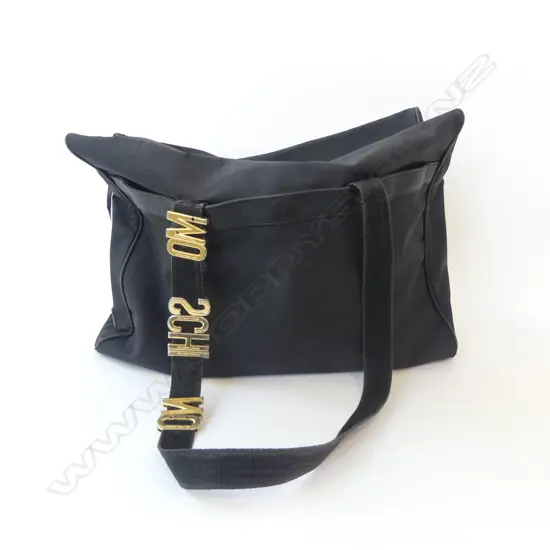 MOSCHINO BLACK CANVAS BAG W.420mm