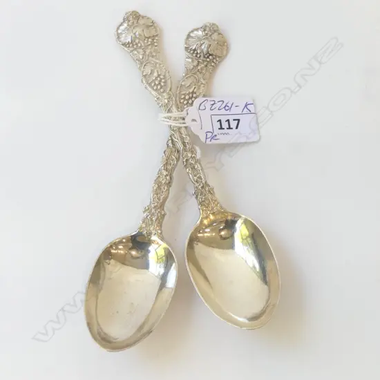PR FANCY VICTORIAN SILVER BERRY SPOONS London 1853 by Francis Higgins II 137gms