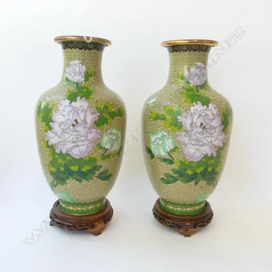 PR CLOISONNÉ VASES WITH STANDS H340MM