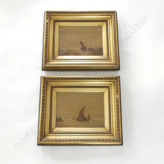 PR DUTCH ANTIQUE SEA SCAPE OILS SIGNED J BOWMAN H420 W480MM