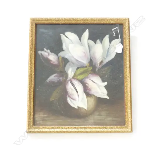 OIL STILLIFE SIGNED CLARICE BRASS H430 W370MM