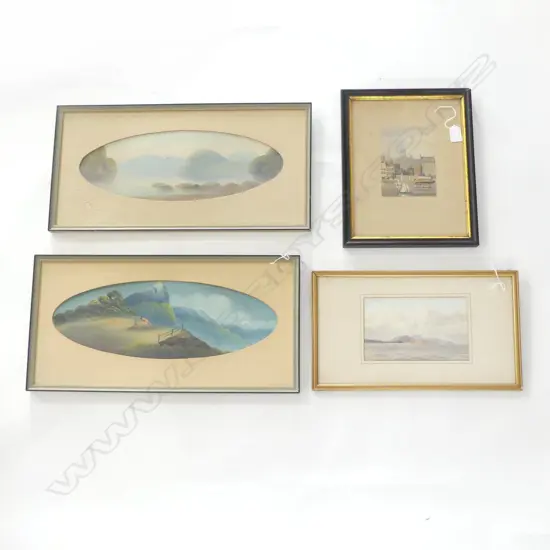 PR GAUCHES SOUTH ISLAND SCENES H280 W550MM WITH 2 UNSIGNED W/CS   COASTAL H240 W420MM BOAT RACE H350 W280MM