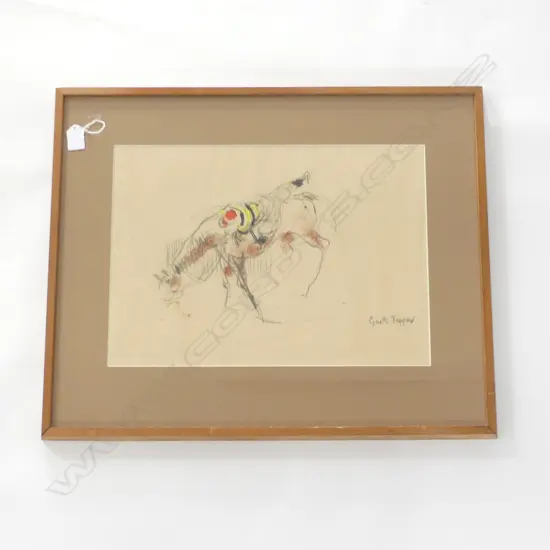 FRAMED GARTH TAPPER ART WORK HORSE & RIDER  H500 W630MM