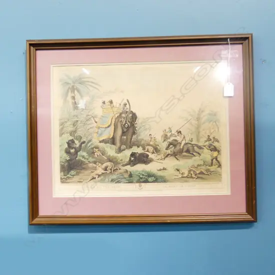 19thC CHROMOLITHOGRAPH 'DEATH OF THE BEAR' AFTER WILLIAMSON 345x465mm