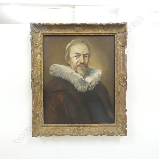 ARTIST UNKNOWN, GENTLEMAN w. RUFF COLLAR, OIL ON CANVAS 530x430mm
