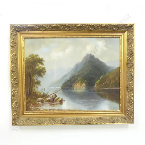 JOS KIVITS, SOUTH ISLAND LAKE, OIL ON BOARD 285x430mm some water damage