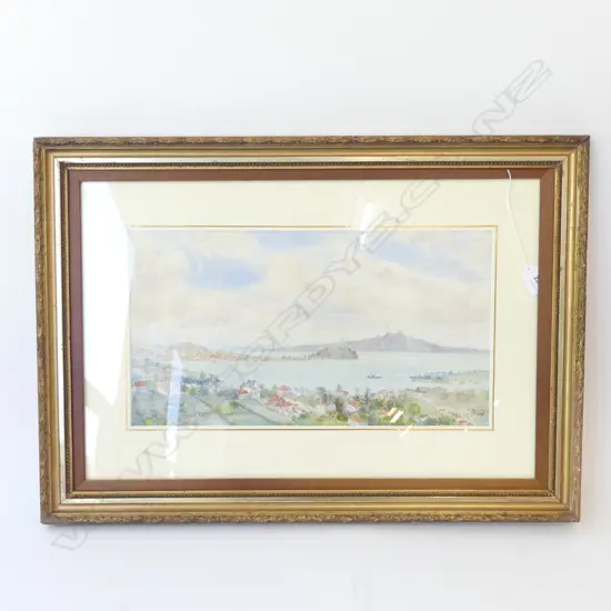 ARTIST UNKNOWN, AUCKLAND HARBOUR - NORTH HEAD & RANGITOTO, WC 240x440mm