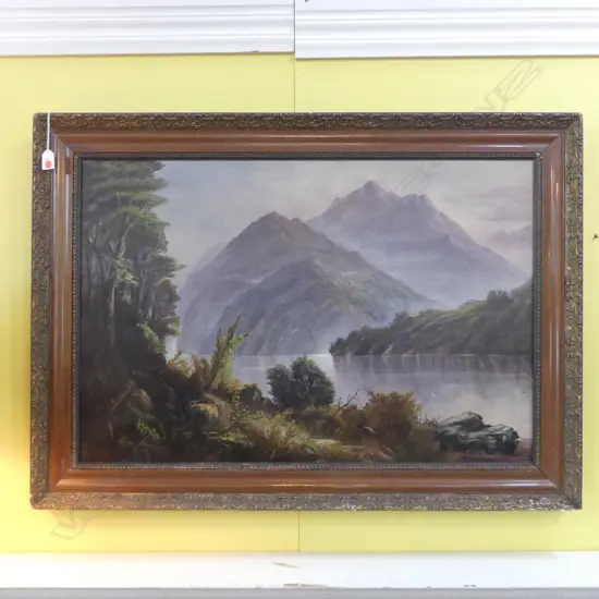 E. CLARK, 'HEAD OF LAKE WAKATIPU' OIL ON CANVAS 565x850mm