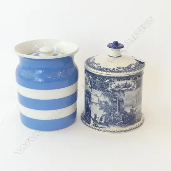 2 TEA CADDIES; CORNISHWARE + OTHER