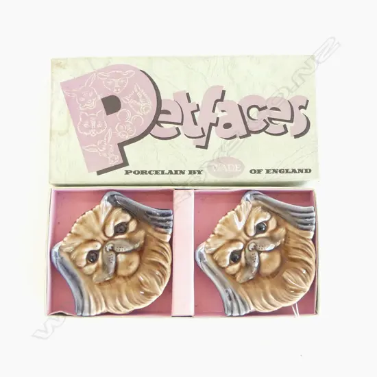 PAIR OF WADE PORCELAIN DOG “PET FACES” IN ORIGINAL BOX