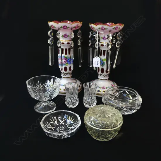 PR BOHEMIAN GLASS LUSTRES H.255mm + 6 PCES CRYSTAL