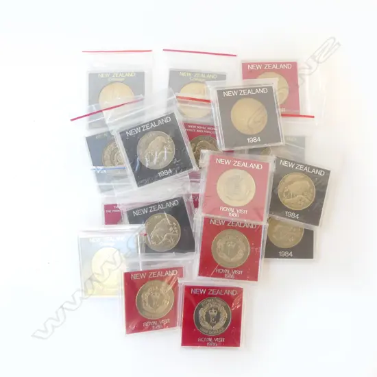 NINETEEN ASSORTED COMMEMORATIVE COINS - NZ/CHARLES & DI/ROBIN/ROYAL VISITS