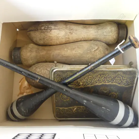 3 PANEL MIRROR + 5 WOODEN DECORATIVE PCES; PR CLUBS L.440mm, 3 SPOOLS