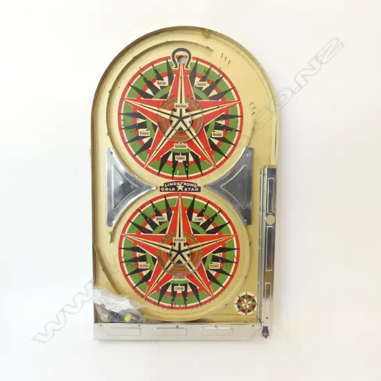 UNUSUAL AMERICAN TABLE PINBALL GAME 'LINDSTROMS 600 GOLD STAR GAME ' IN ORIGINAL BOX GOOD CONDITION WITH CHROME ACCENTS 