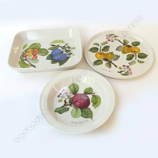 3 PCES PORTMERION POMOANA; DISH 275mm dia, BAKING DISH, CAKE PLATTER 300mm dia