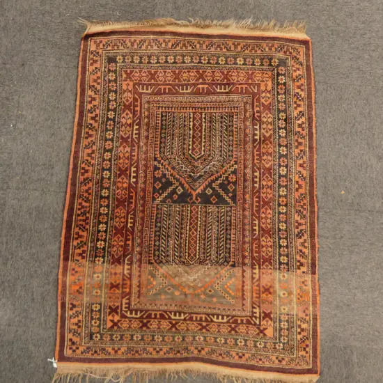 HAND KNOTTED ALL WOOL RUG 1325mm x 690mm