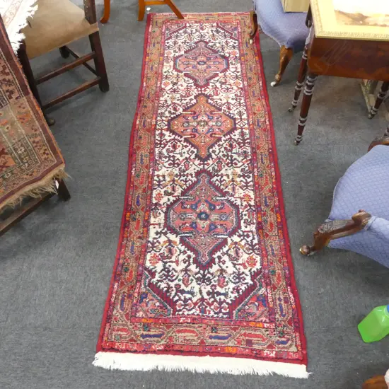 PERSIAN HAND KNOTTED WOOL PILE HAMADAN RUNNER 2480x790mm