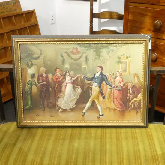 EARLY 20THC OIL ON CANVAS Formal Dance Scene 380 x 580mm