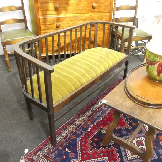 EARLY 20thC FUMED OAK SETTEE 1225x510x735mm JOINTS LOOSE