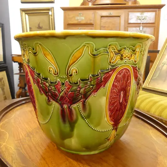 VICTORIAN MAJOLICA JARDINERE H.250mm HAIRLINES