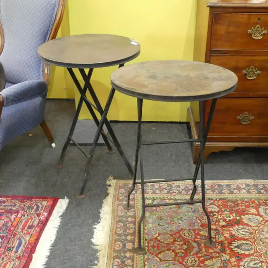 PR RUSTIC BLACK METAL FOLDING TABLES 460mm dia