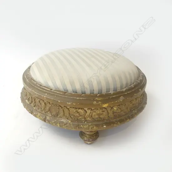 VINTAGE GILDED FOOTSTOOL 300mm dia plus one other