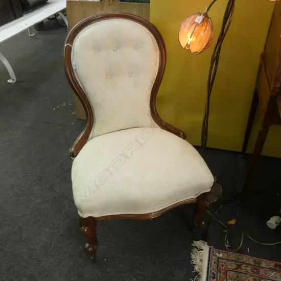 VICTORIAN MAHOGANY FRAMED GRANDMOTHER CHAIR