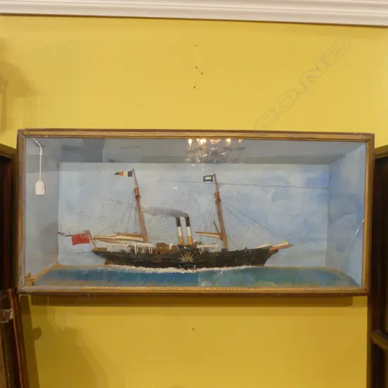 CASED PADDLE STEAMER (old borer to back) 950x200X440mm