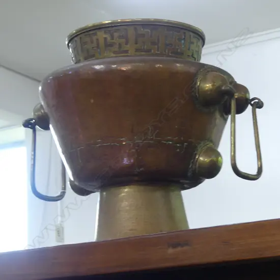 VINTAGE TIBETAN HAND BEATEN COPPER VESSEL H390MM