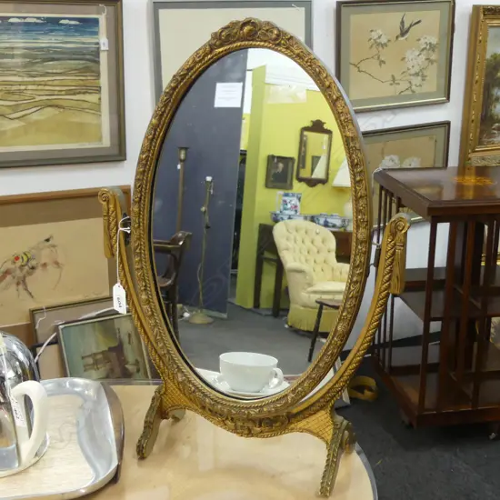 VINTAGE GOLD SWIVEL MIRROR GOOD CONDITION H.50CM