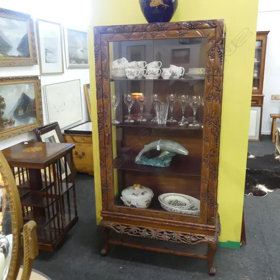 ORIENTAL CARVED WOODEN DISPLAY CABINET 790x345x1615mm
